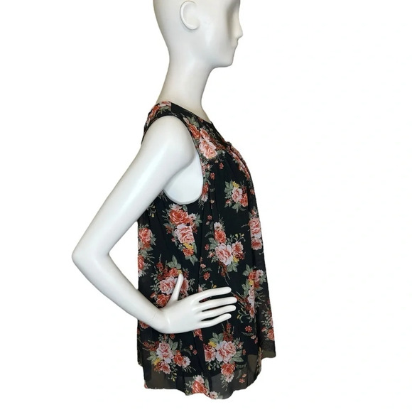 Bobbie Brooks Size Small Women’s Black Floral Sleeveless Tank Top - Picture 3 of 7
